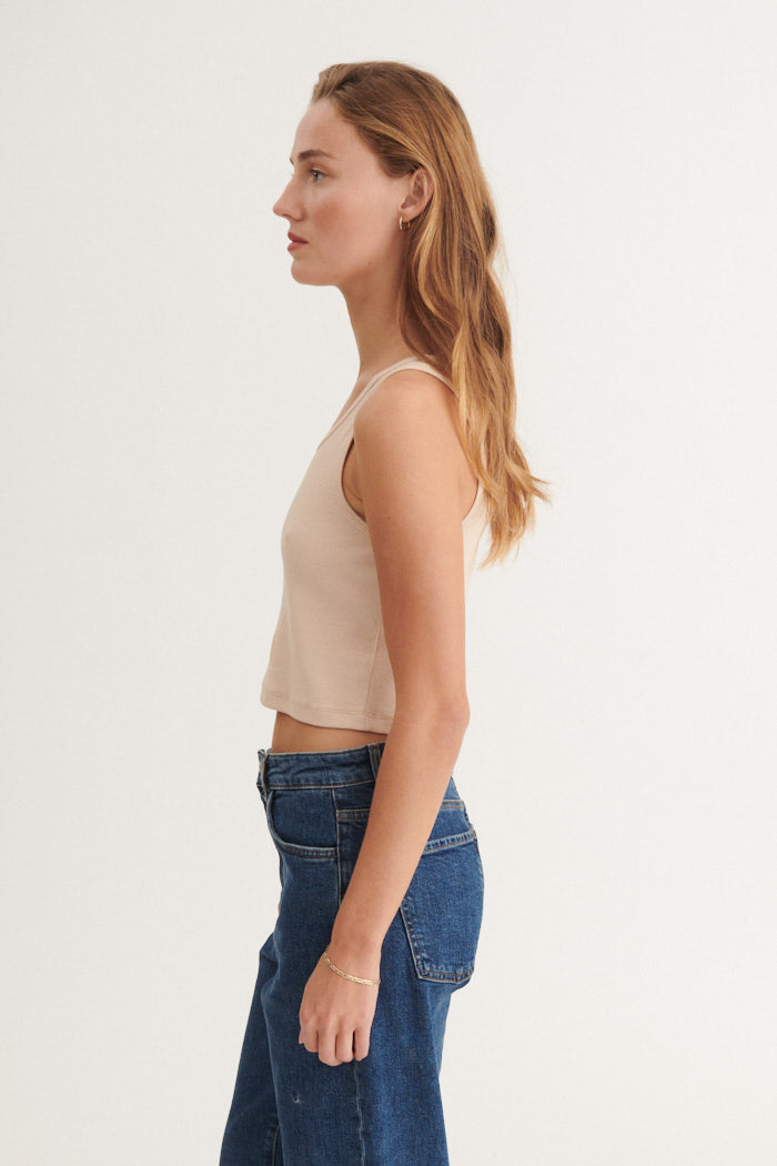Basic Apparel Ludmilla Crop Tank Toppe 777 Smokey Grey